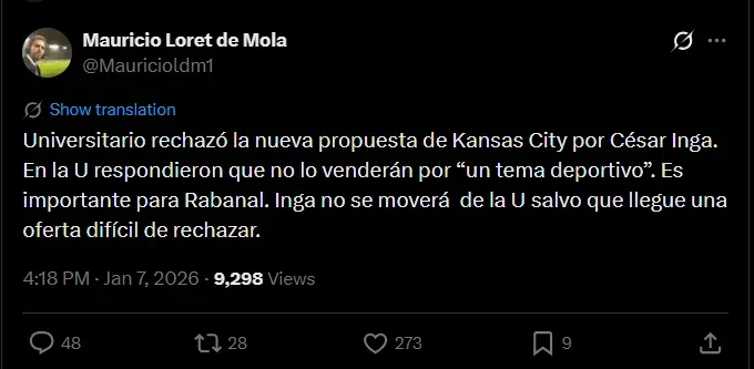 Fuente: @Mauricioldm1