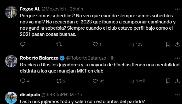 Hinchas molestos en las redes sociales (Foto: X).