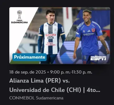 La app de Disney+ ya anuncia la transmisión de la ida de Copa Sudamericana.