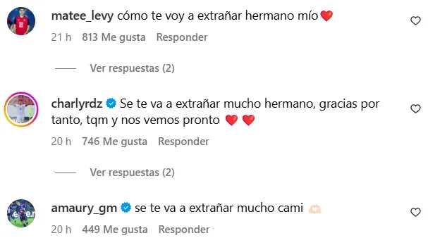 Las respuestas de los jugadores a la despedida de Cándido. (@camilocandido13)