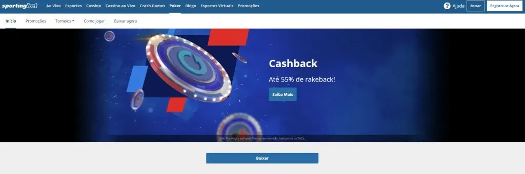 Cashback é um dos recursos do Sportingbet cassino. Foto: Reprodução