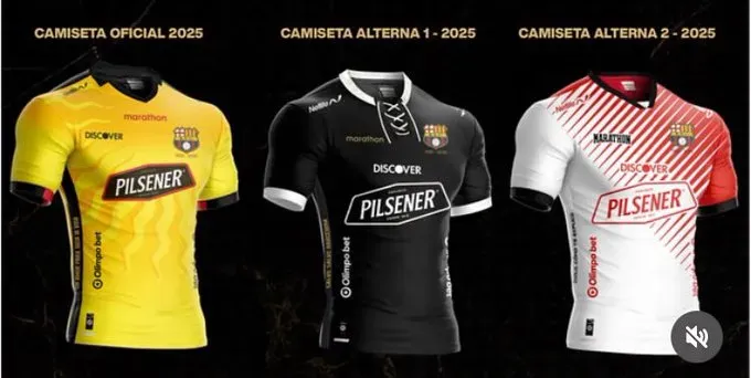 Captura de pantalla de camisetas de Barcelona SC para 2025.