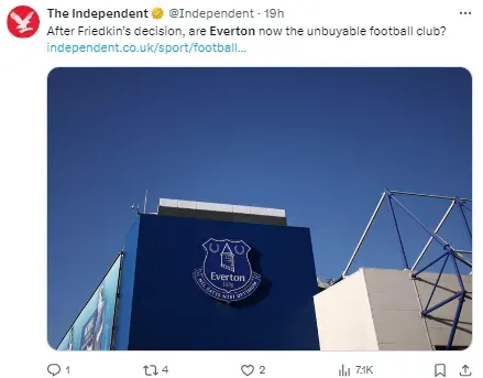 The future ownership of Everton is currently unclear.