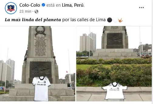 La camiseta de Colo Colo en el Monumental a los caídos de la Guerra del Pacífico.