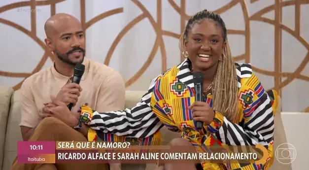 Ricardo e Sarah Aline durante participação no programa Encontro – Imagem: Reprodução/Globo