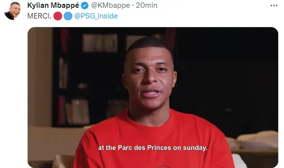 El anuncio de Kylian Mbappé en sus redes sociales.