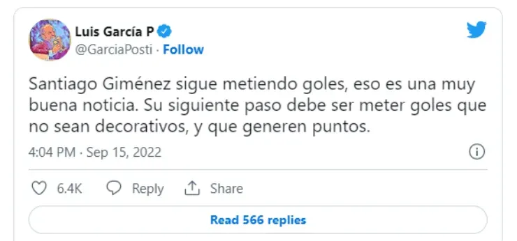 García habló sobre Santi Giménez y recibió críticas. Créditos: @GarciaPosti