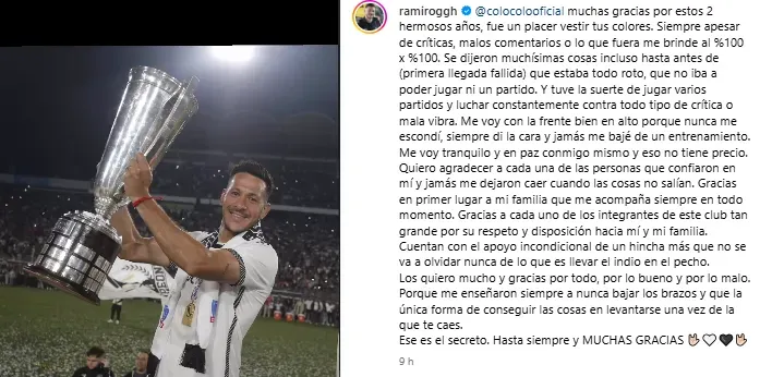 La despedida de Ramiro González de Colo Colo.