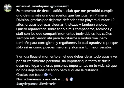 Así comunicó Emanuel Montejano su salida de Pumas UNAM [Getty Images]