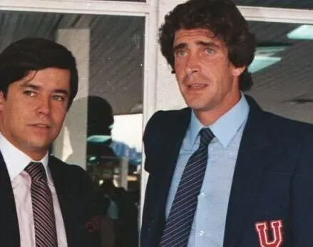 Waldo Greene junto a Manuel Pellegrini en U de Chile (Archivo)