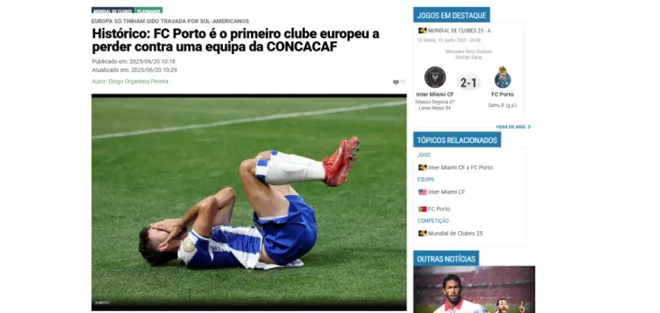 Prensa de Portugal reacciona a histórica caída del Porto de Martín Anselmi vs. Inter Miami. Noticias en tiempo real