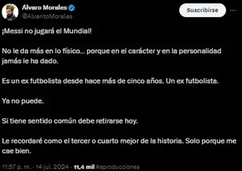 Álvaro Morales en su cuenta oficial de X