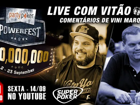 Victor Marques recebe Vini Marques para analisar a mesa final do Evento #64-HR da PowerFest do partypoker