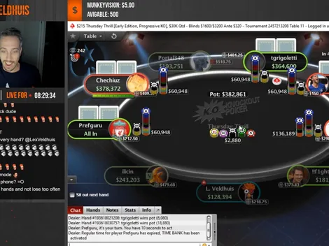 Lex Veldhuis fica chocado com potão 5-way em mesa final no PokerStars: "nunca vi na vida"