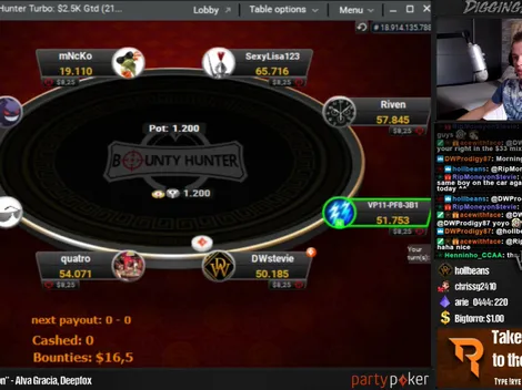 Segurando AA, partypoker Team Online sofre com split pote bizarro