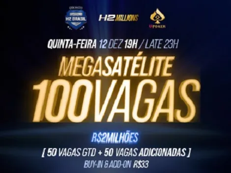 Liga Online H2 Brasil promove Mega Satélite com 100 vagas para o torneio de R$ 2 milhões