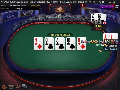 Jim Lefteruk crava Evento #73 da WSOP Online em seu primeiro ITM no GGPoker