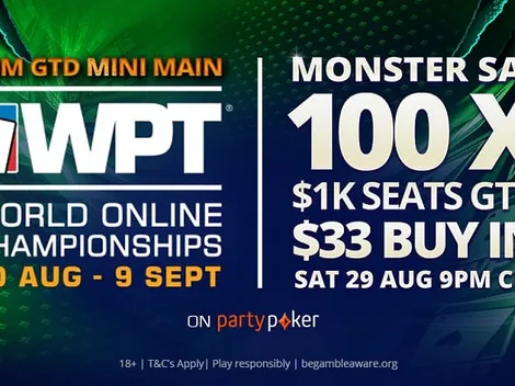 partypoker promove Monster Sat com 100 vagas de US$ 1.050 para o Mini Main Event do WPT WOC