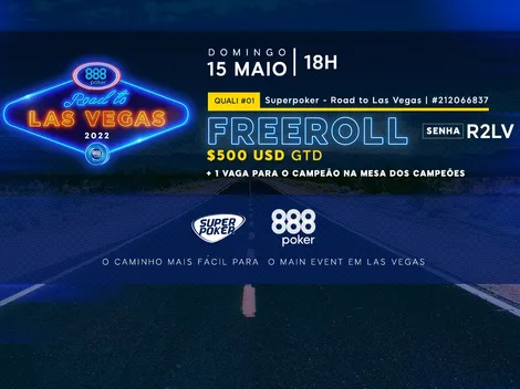 Main Event na faixa! Freeroll do Road to Vegas acontece neste domingo no 888poker