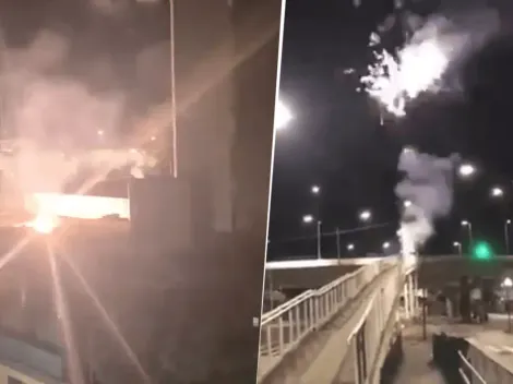 Infaltables: bombas de estruendo y fuegos artificiales en las afueras del hotel de Boca