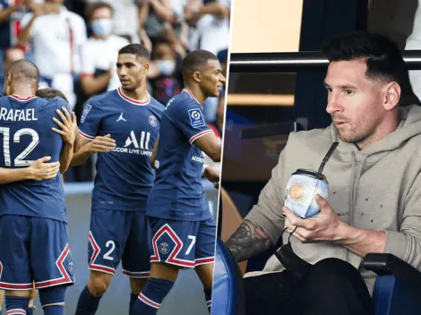 Messi, espectador de lujo en el palco del PSG: mates y risas con Di María