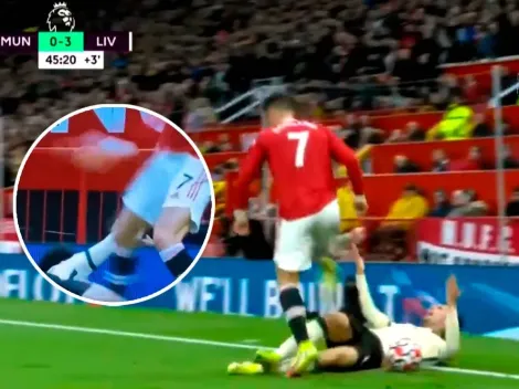 VIDEO | Cristiano se enfureció en la goleada del Liverpool y pateó a un rival en el suelo