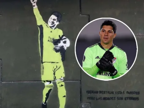 El mural a Enzo Pérez en homenaje a la noche que fue arquero