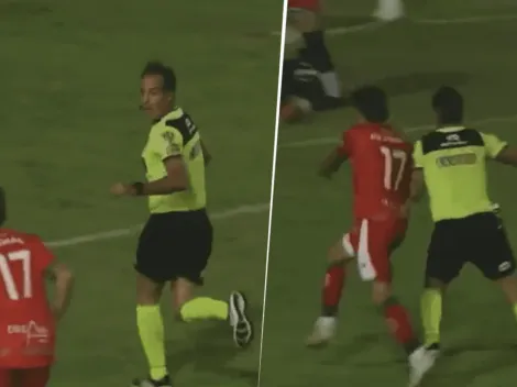 VIDEO | Papelón en el ascenso: el árbitro fue a chocar a un jugador que quería agilizar el juego