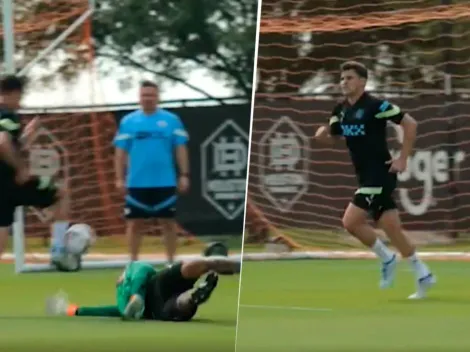 VIDEO | Julián Álvarez se la picó a Ederson en el entrenamiento del City