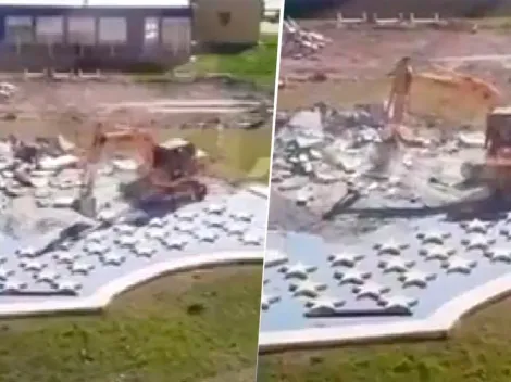 VIDEO | Demolieron un escudo gigante de Boca en Casa Amarilla y ya se sabe el motivo