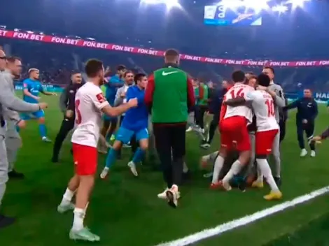 VIDEO | Seis expulsados: un ex Boca protagonizó una batalla campal en Rusia