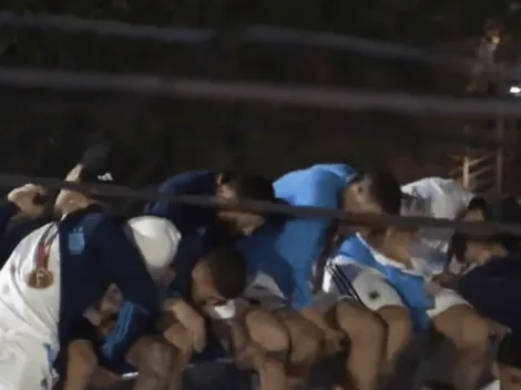 Un peligro: un cable casi engancha a Messi, Di María, Paredes, De Paul y Otamendi