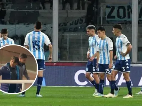 VIDEO | Los insólitos gestos que le hizo un ayudante de Gago a los hinchas de Racing tras el papelón con Huracán