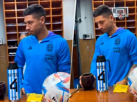 (VIDEO) La cargada de Dibu Martínez a Montiel en la concentración de Argentina