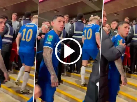 Enzo amagó con reaccionar contra un hincha del Liverpool