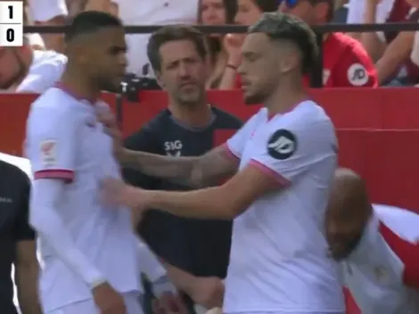 Ocampos, a los empujones para separar una pelea interna en Sevilla