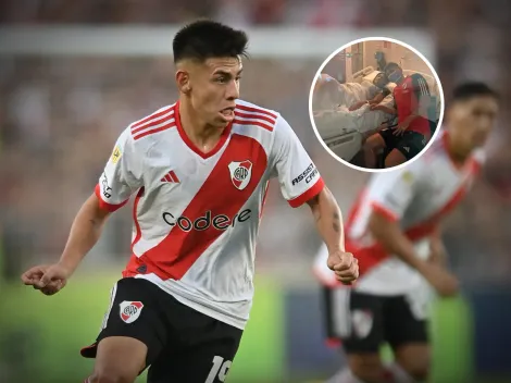 El hermoso gesto de Echeverri con su mamá tras anotar su primer gol en River