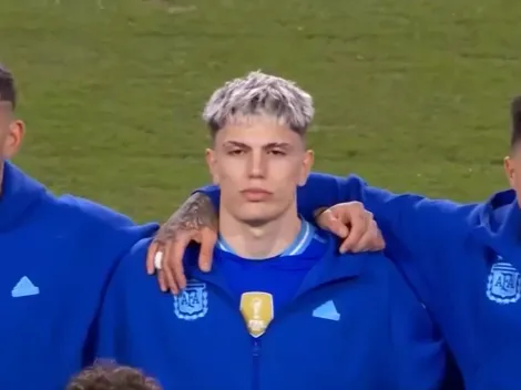 El gran gesto de Garnacho durante el himno argentino