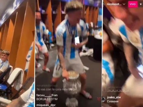 Volvieron loco a Garnacho en su primer festejo de campeón con Argentina: los videos
