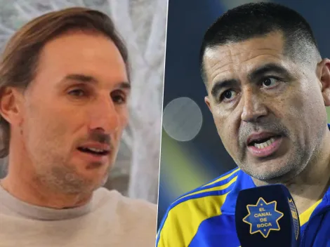 El palito de Rolando Schiavi a Juan Román Riquelme en medio de la asunción de Fernando Gago