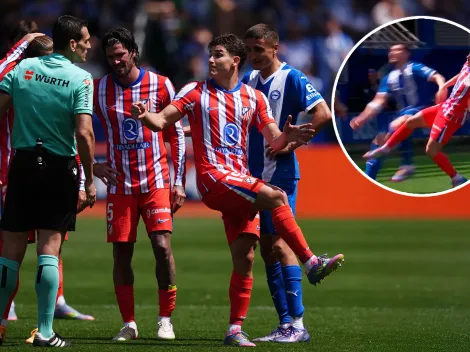 Susto en Atlético de Madrid: Julián Álvarez fue expulsado por una patada, pero lo salvó el VAR