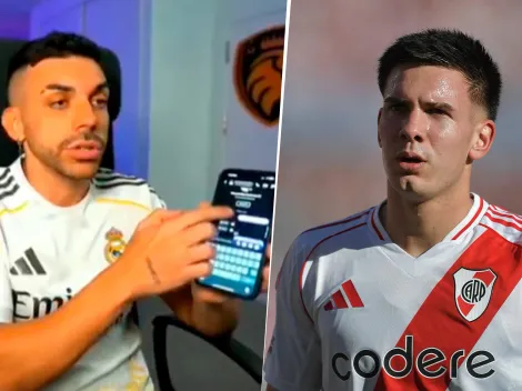 La conversación privada entre Mastantuono y un youtuber español que enfureció a los hinchas de River