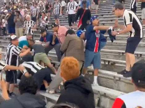 No se vio en TV: fuerte pelea en las tribunas entre hinchas de Botafogo y PSG