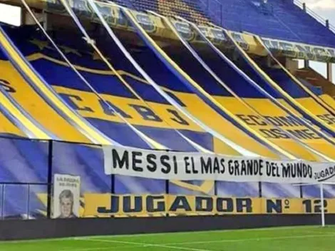 Messi recebe homenagem em faixa na Bombonera: "O maior do mundo"