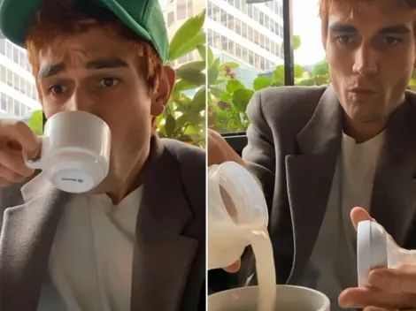 KJ Apa, ator de Riverdale, gera polêmica ao tomar café com leite materno da esposa