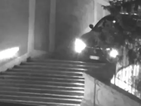 Motorista desce ponto turístico em Roma usando o carro e é preso; câmeras de segurança flagraram o momento