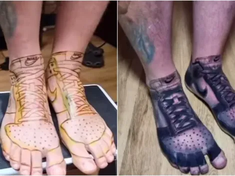 Homem tatua tênis nos pés e viraliza na web