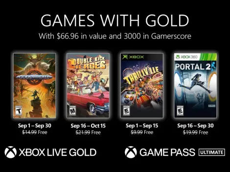 Xbox Games with Gold de setembro terá Gods Will Fall e Portal 2