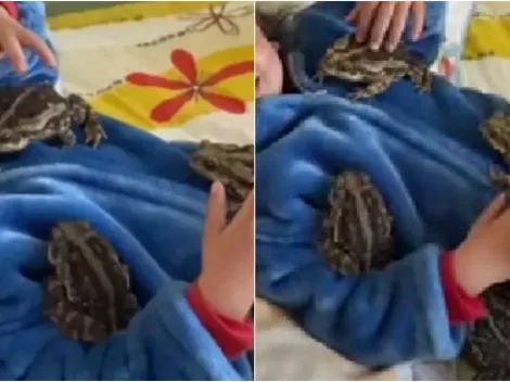 Garota viraliza na web após ser ‘flagrada’ brincando com sapos