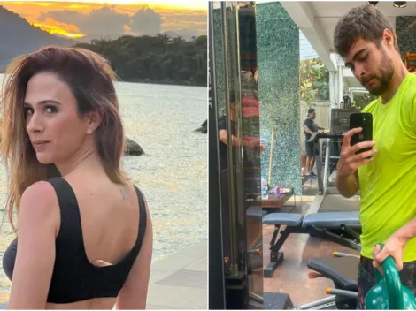 Tatá Werneck brinca em foto de Rafa Vitti musculoso na academia